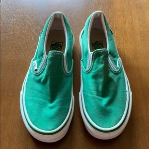 VANS green slip-ons